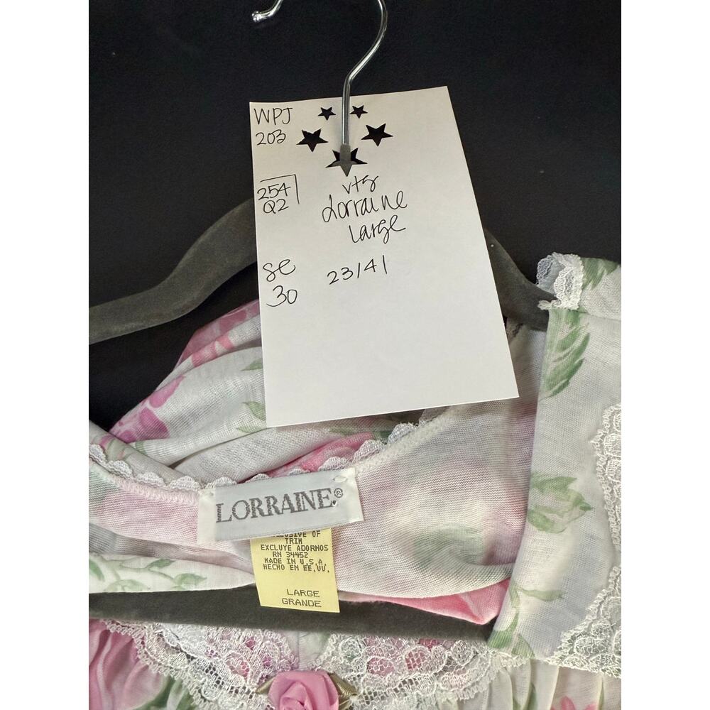 Vintage Deadstock Lorraine Nightgown Sleeveless Women's Large Floral CottageCore - Picture 6 of 7